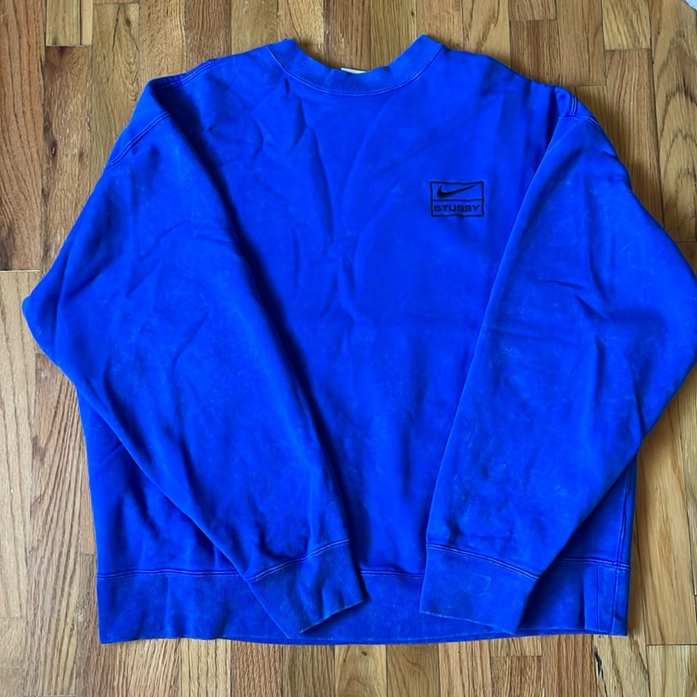 Nike x Stüssy Crewneck Washed Blue Large [Lightly Used]